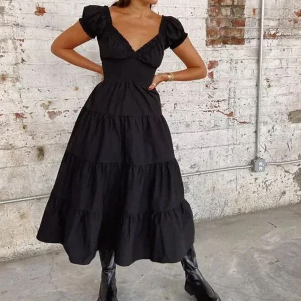 WeWoreWhat Black Poplin Midi Dress - XS